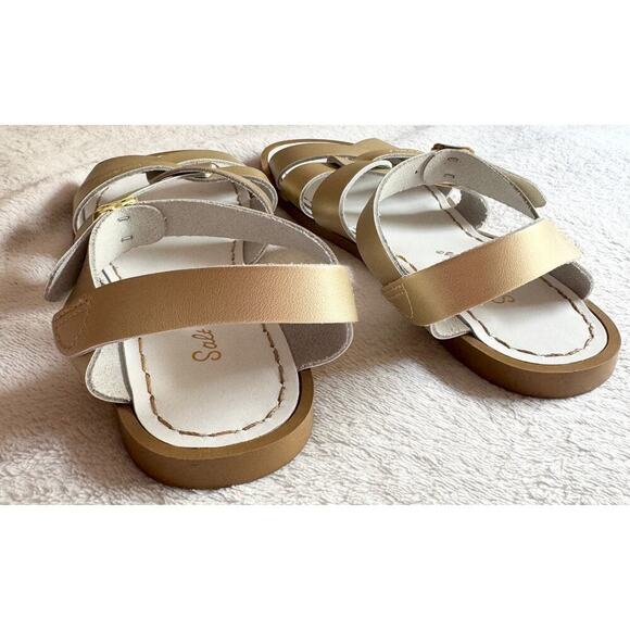 SALT WATER Original Sandals Metallic Gold Big Kids Size 5 (beach preppy) - Picture 3 of 6